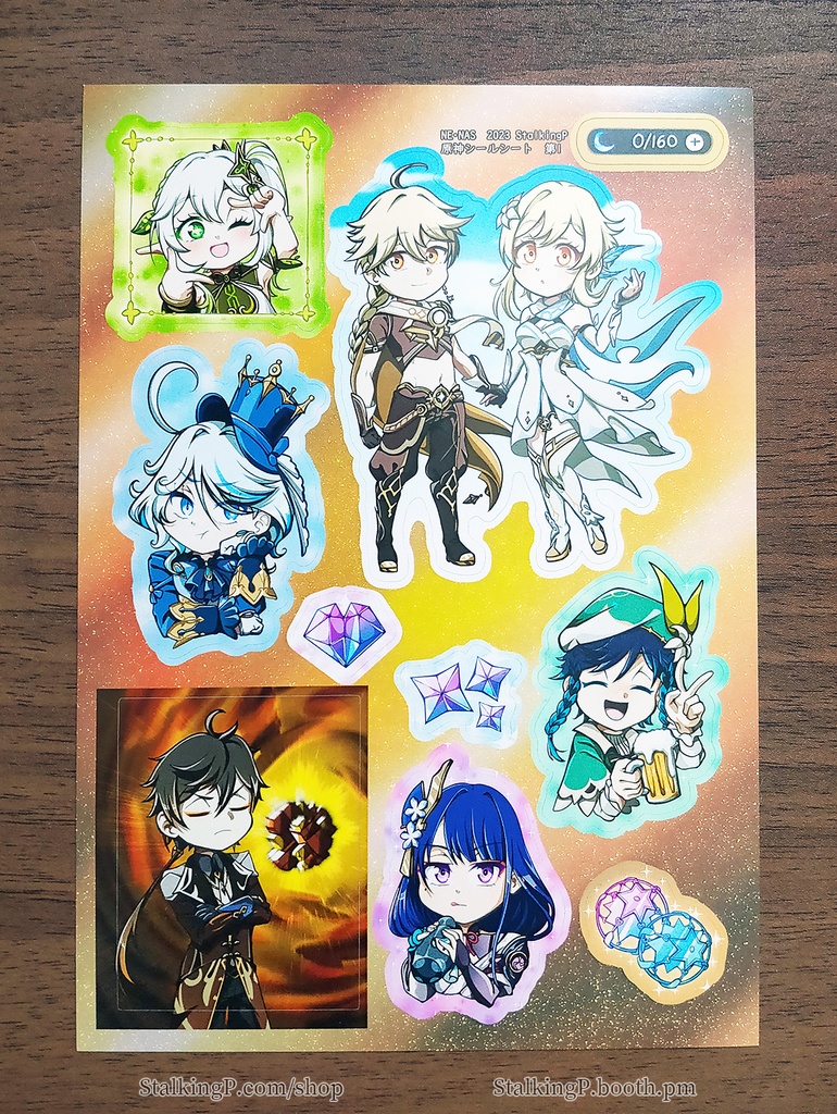 原神シールシート 第1 (神々) / Genshin series sticker sheet 1 (Archons)