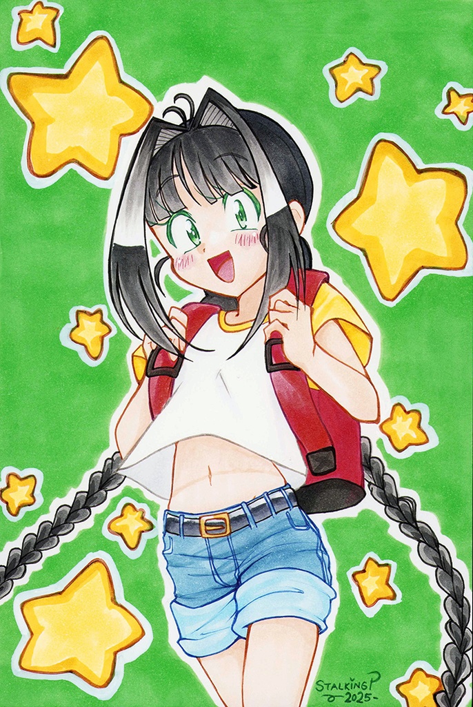 手描きポストカード ロミナちゃん(いってきます!バージョン) | Hand-drawn postcard - Romina (Off to school! ver.)