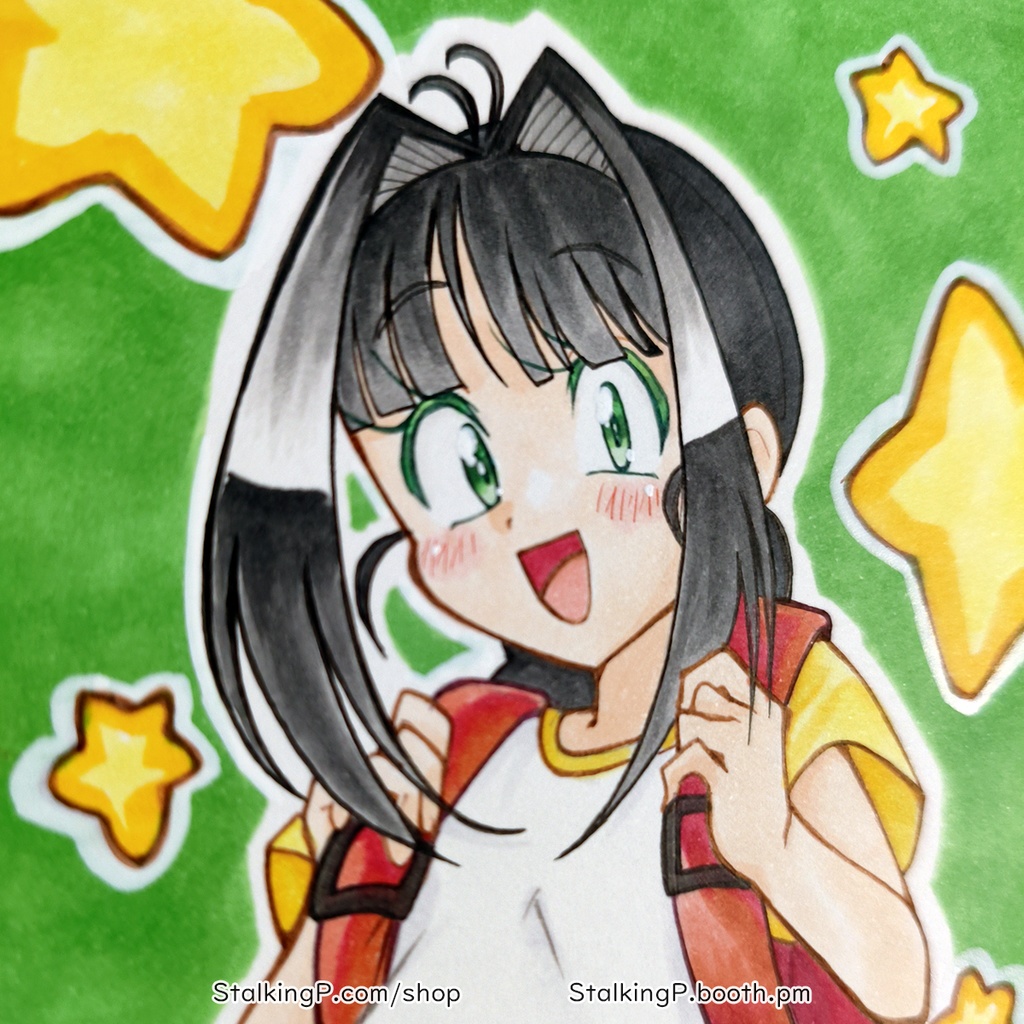 手描きポストカード ロミナちゃん(いってきます!バージョン) | Hand-drawn postcard - Romina (Off to school! ver.)