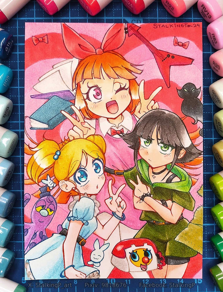 【原画ポストカード】SS3 パワーパフ・ガールズ｜【Original artwork on postcard】 SS3 PowerPuff Girls