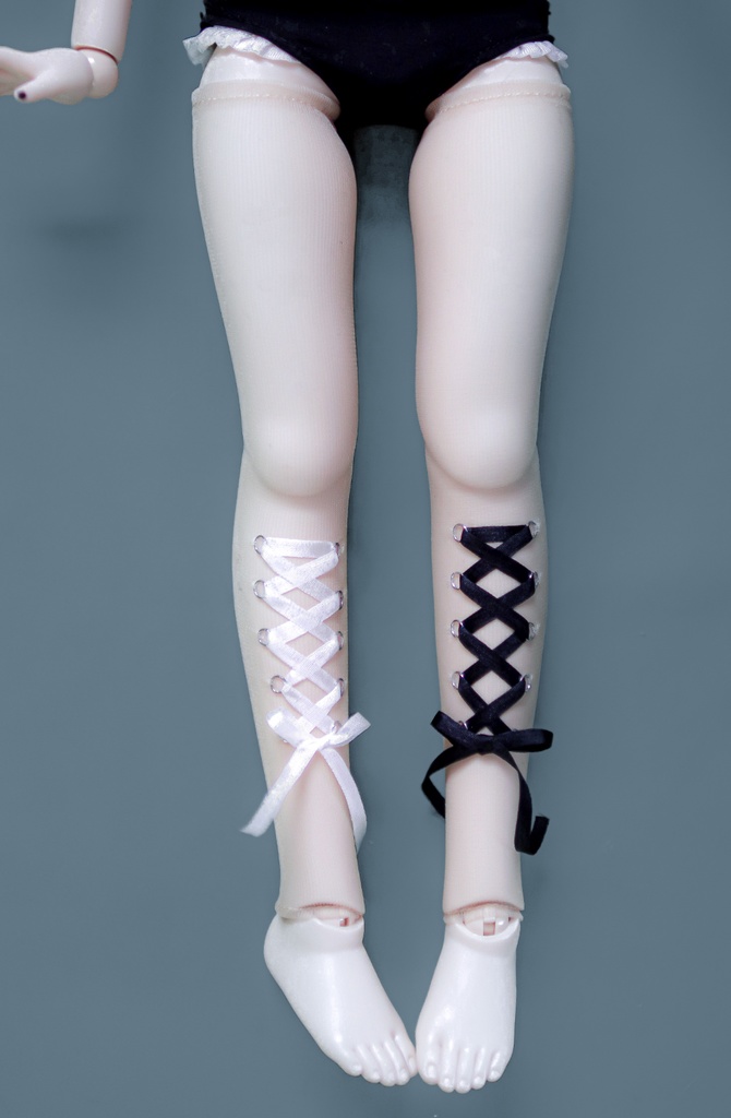 ×× コルセットピアス 風 ストッキング ×× レースアップ リボン for MDD ひざ下