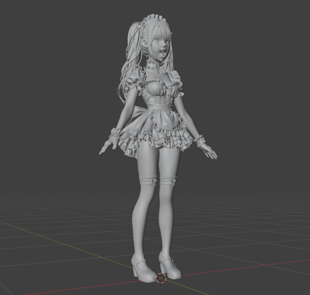 〖オリジナル高精細3Dモデル〗メイド・シオン Aポーズ High Poly
