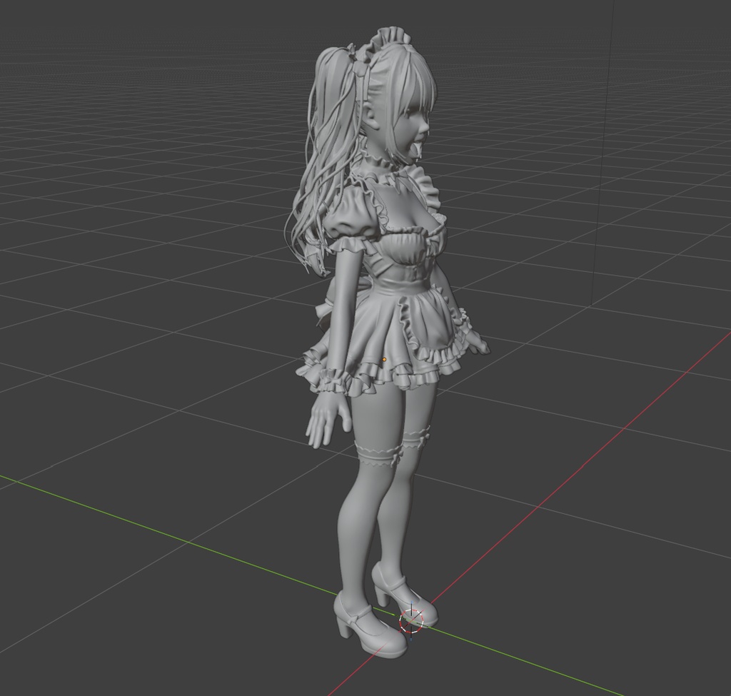 〖オリジナル高精細3Dモデル〗メイド・シオン Aポーズ High Poly