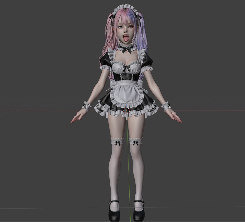〖オリジナル高精細3Dモデル〗メイド・シオン Aポーズ High Poly