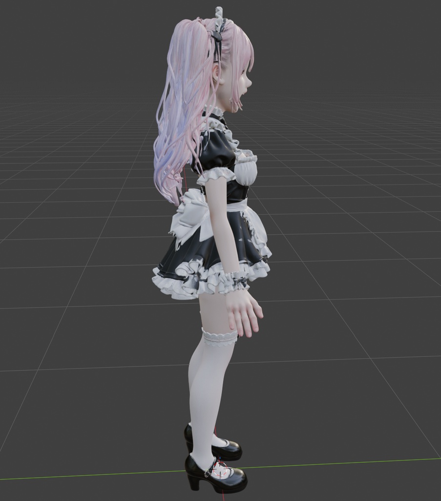 〖オリジナル高精細3Dモデル〗メイド・シオン Aポーズ High Poly