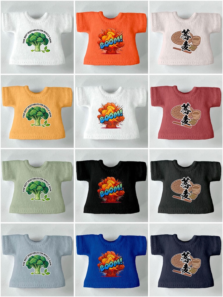 【受注制作】OB11/NDドールサイズTシャツ【ブロッコリー・BOOM!・蕎麦】