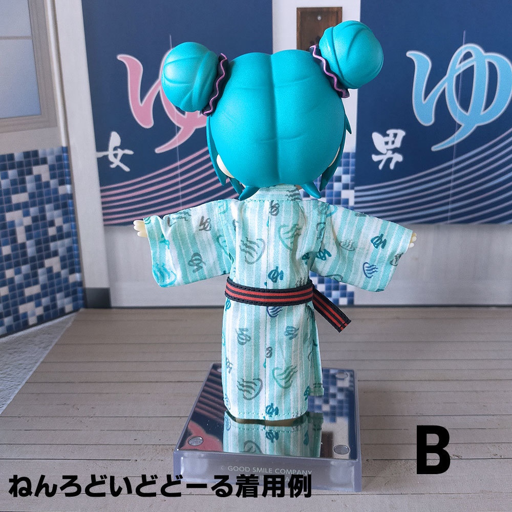 【受注制作】オビツ11、NDサイズ【温泉旅館風浴衣/グリーン】