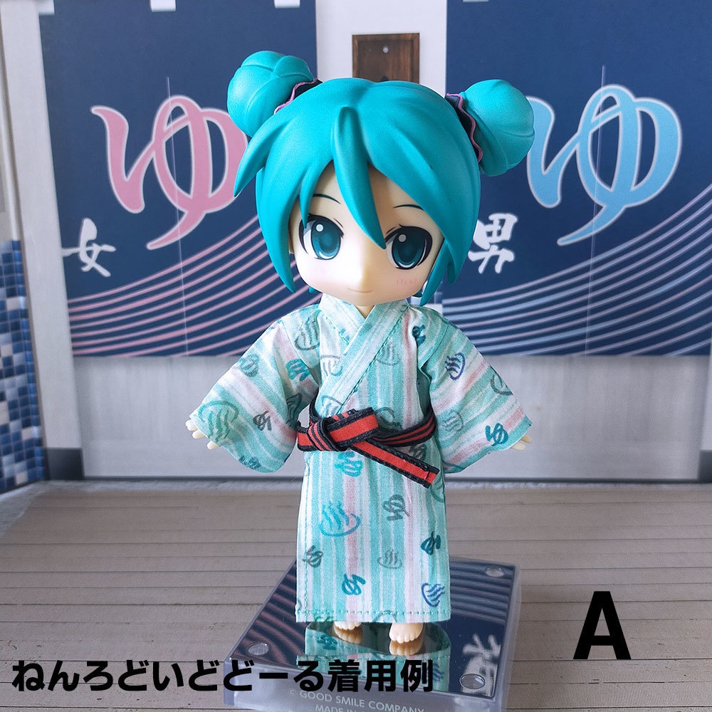 【受注制作】オビツ11、NDサイズ【温泉旅館風浴衣/グリーン】