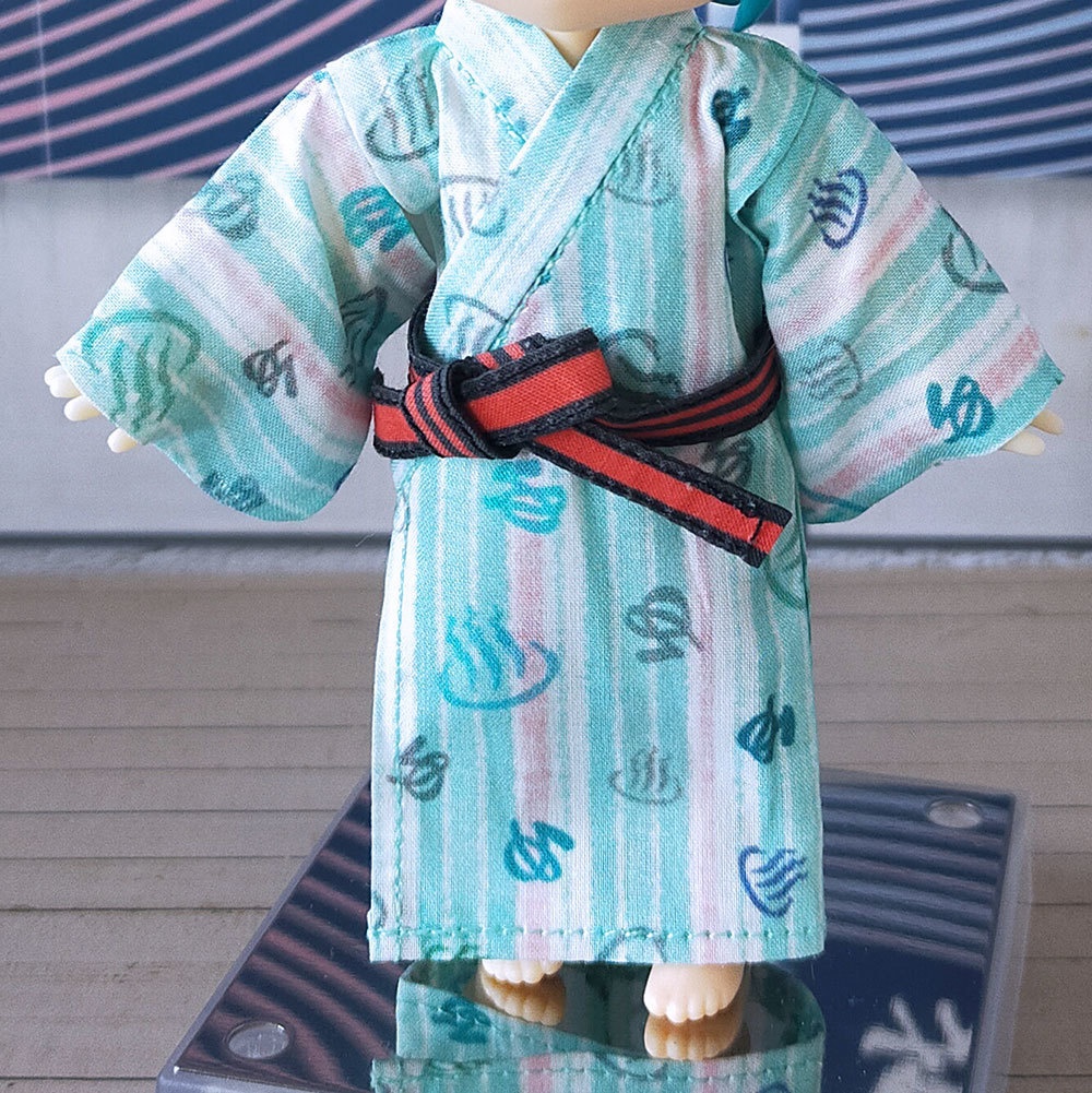 【受注制作】オビツ11、NDサイズ【温泉旅館風浴衣/グリーン】