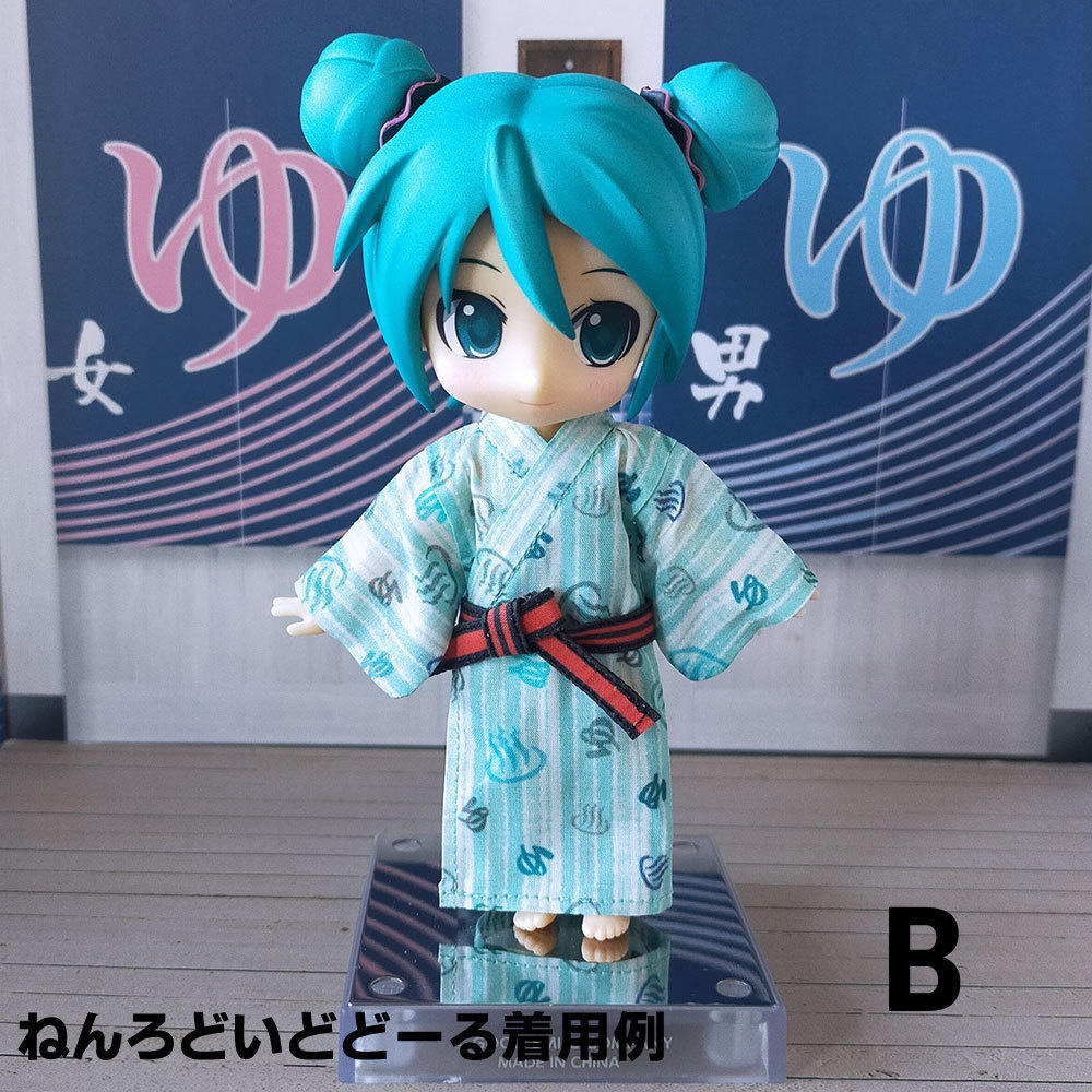 【受注制作】オビツ11、NDサイズ【温泉旅館風浴衣/グリーン】