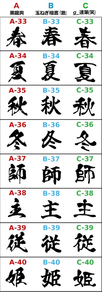 選べるカスタム漢字Tシャツ/タンクトップ【筆文字】48文字・3書体・3色・40カラー)