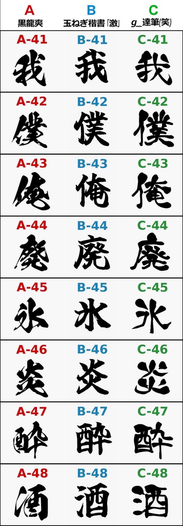 選べるカスタム漢字Tシャツ/タンクトップ【筆文字】48文字・3書体・3色・40カラー)