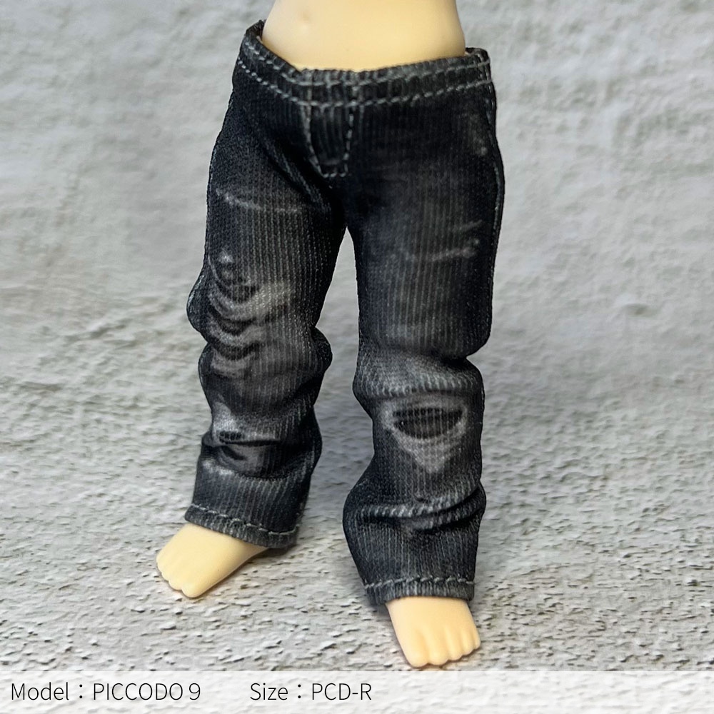 【受注制作】なんちゃってデニムパンツ【ダメージデニム風/ブラック】