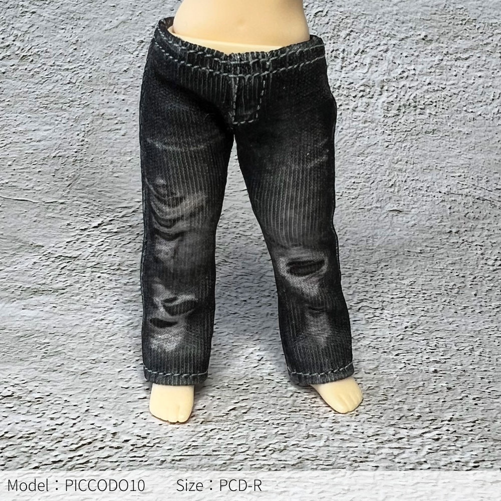 【受注制作】なんちゃってデニムパンツ【ダメージデニム風/ブラック】