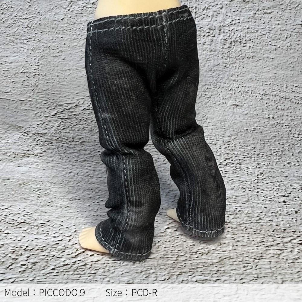 【受注制作】なんちゃってデニムパンツ【ダメージデニム風/ブラック】