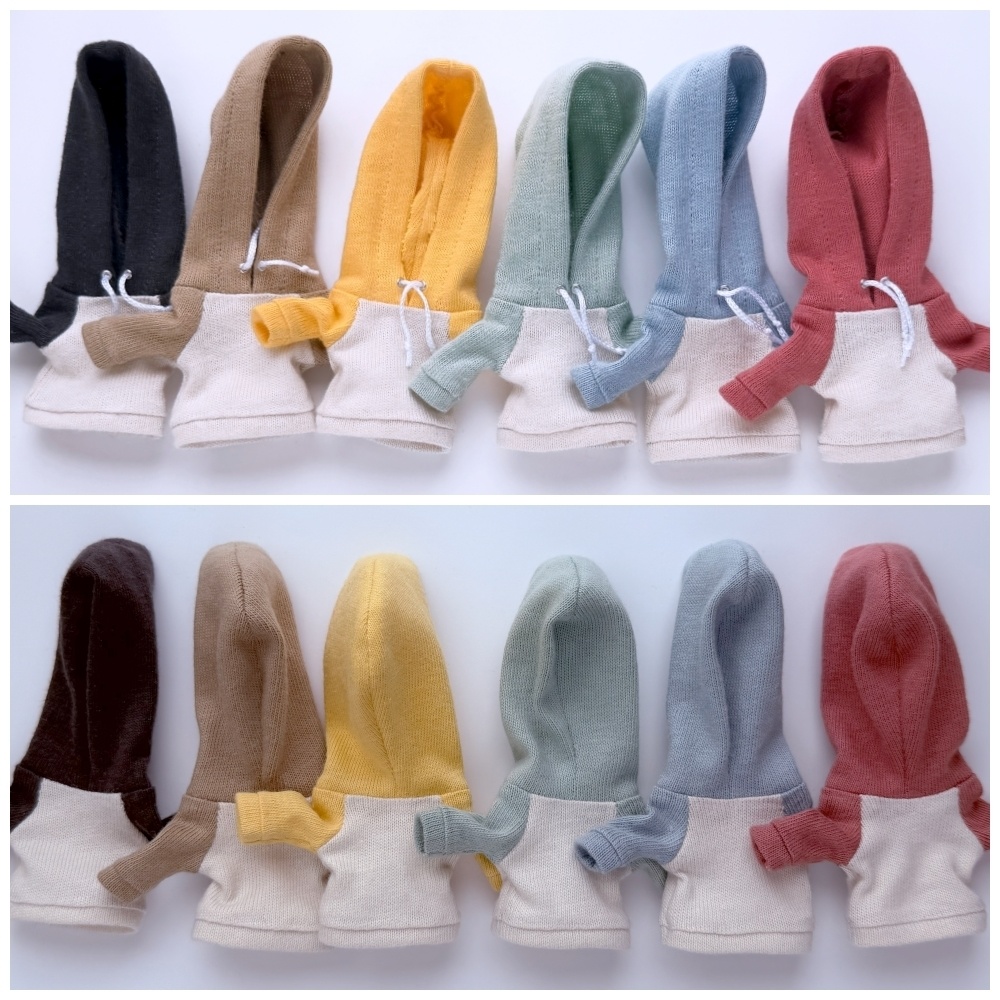 【受注制作】オビツろいど用 くすみ系バイカラー パーカー