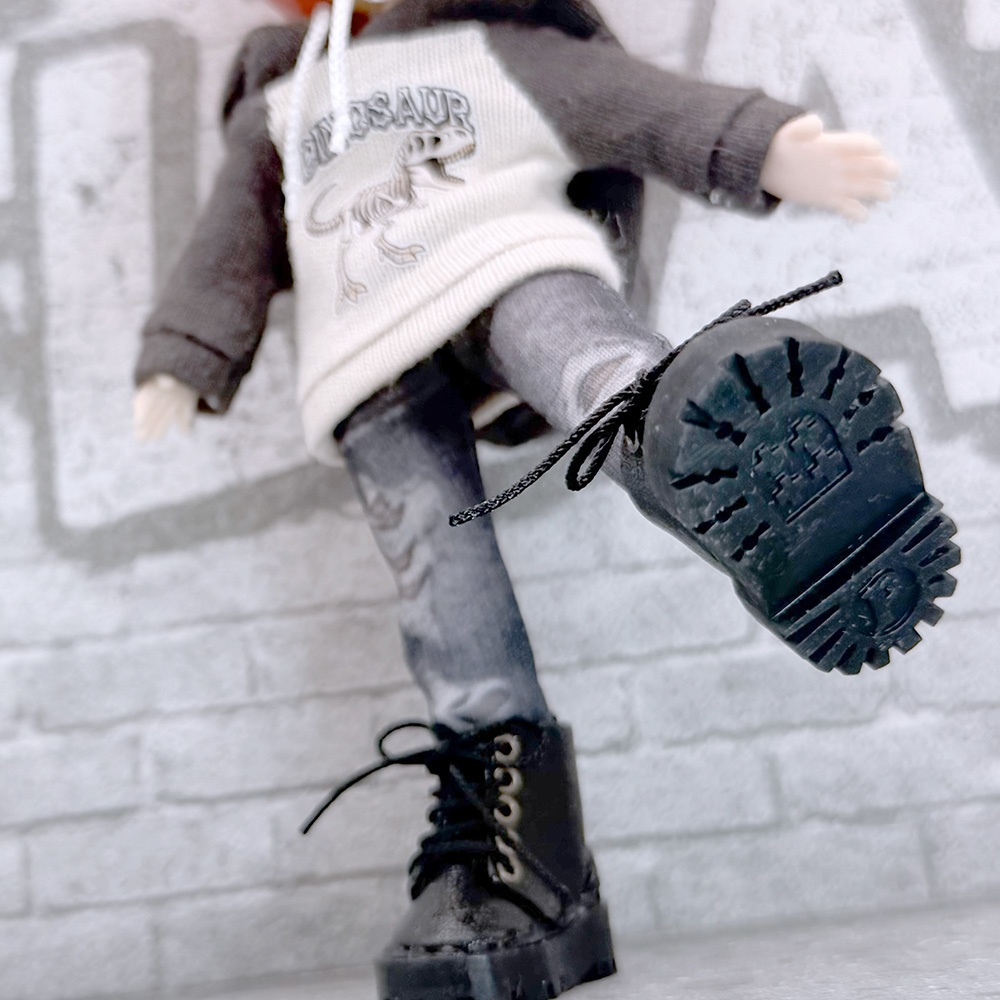 【受注制作】オビツ11サイズ/UVレジンソール・マグネット内蔵レースアップブーツ