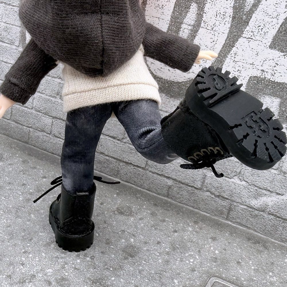 【受注制作】オビツ11サイズ/UVレジンソール・マグネット内蔵レースアップブーツ