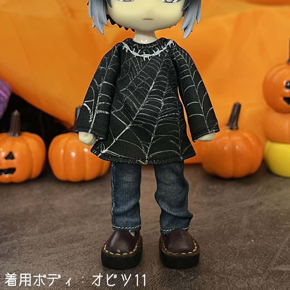 【受注】ハロウィン長袖Tシャツ【蜘蛛の巣】
