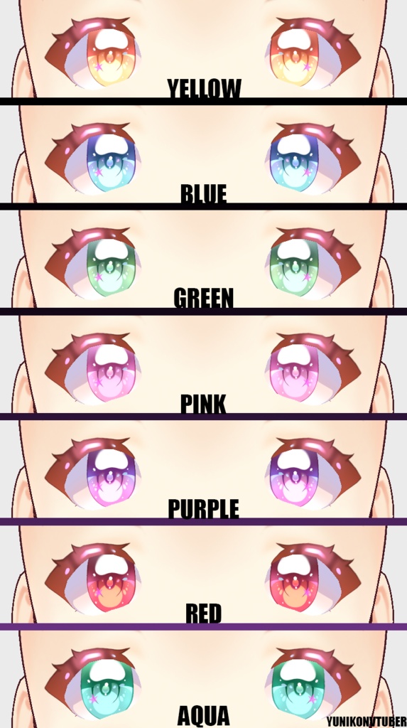 [  Vroid Eye Combo Ver. 2 ] [  Iris + Highlights + Sclera  ] [  7 Colors ]