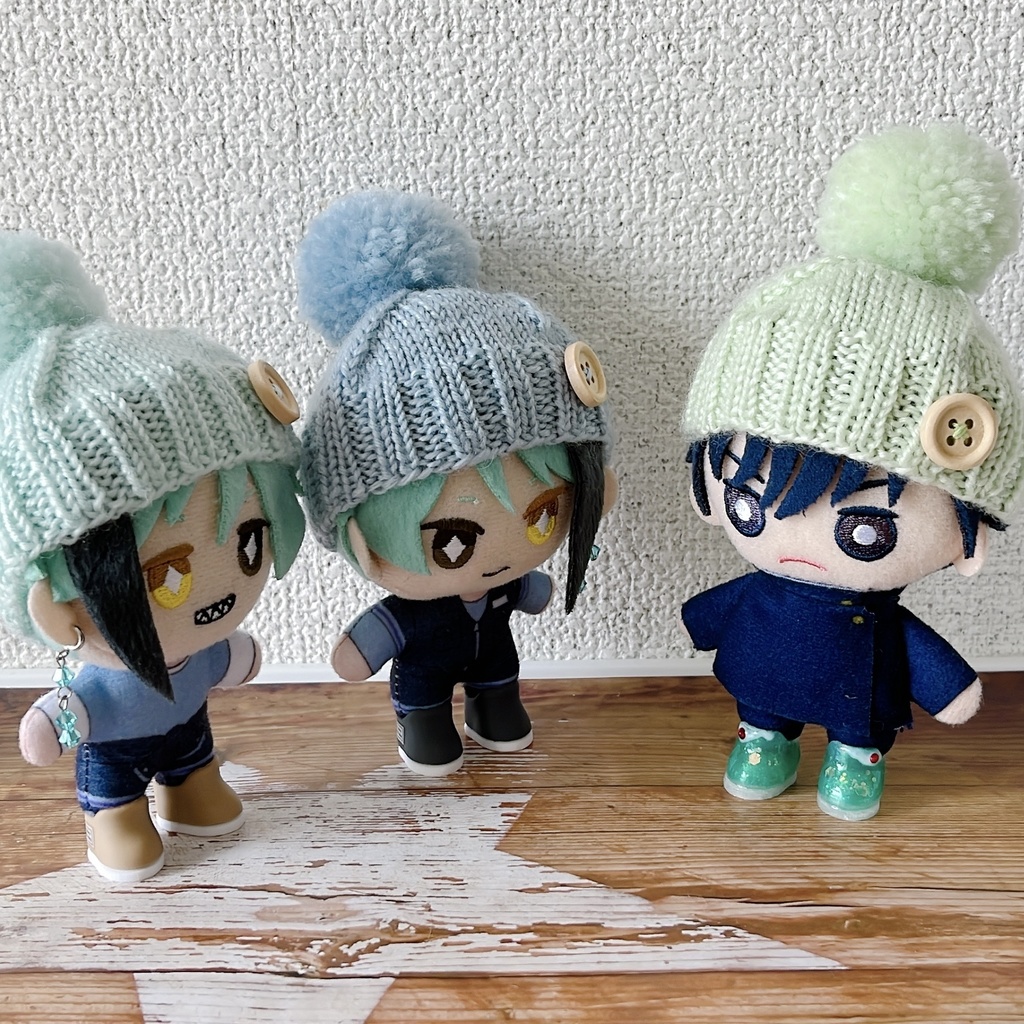 ウッドボタン付きニット帽