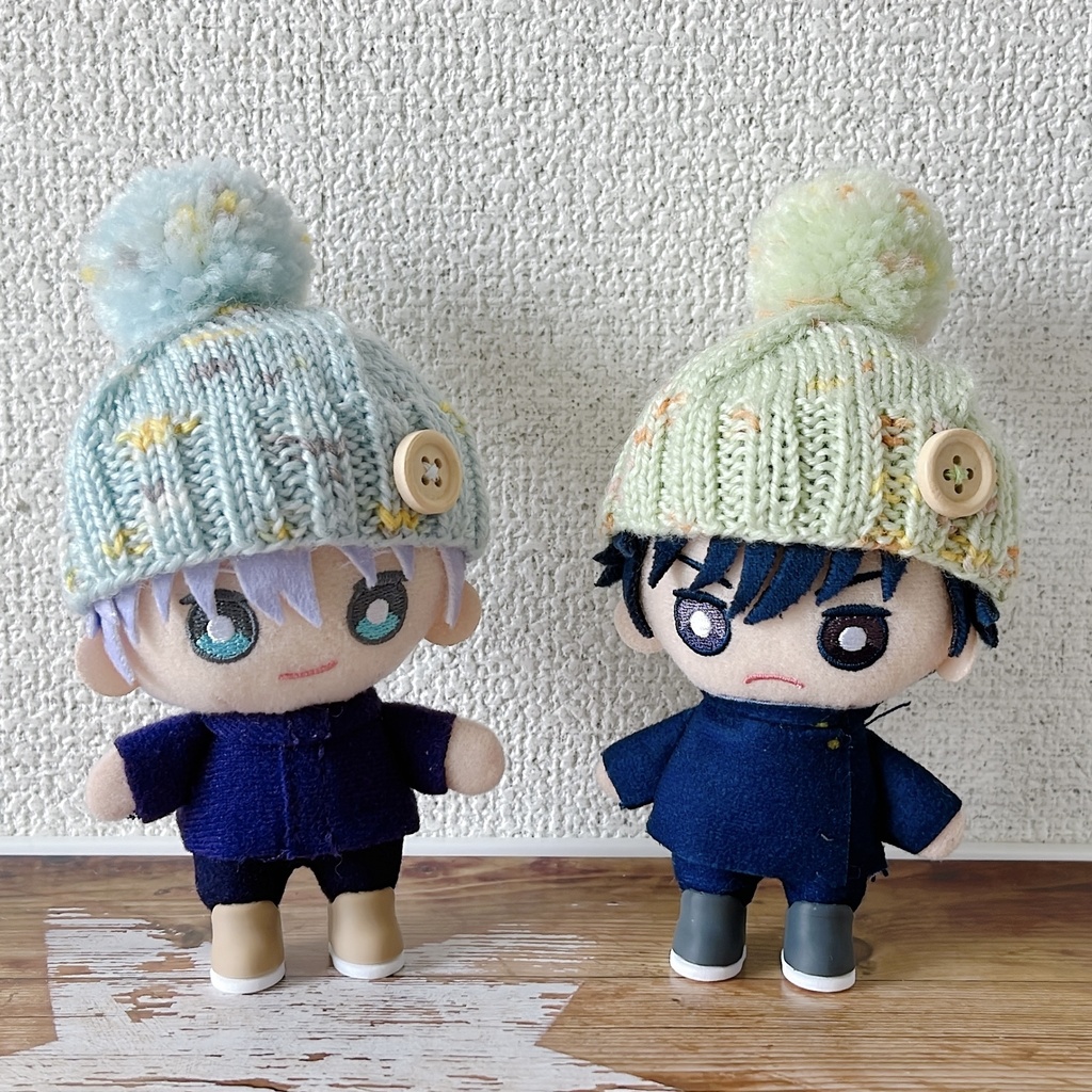 ウッドボタン付きニット帽