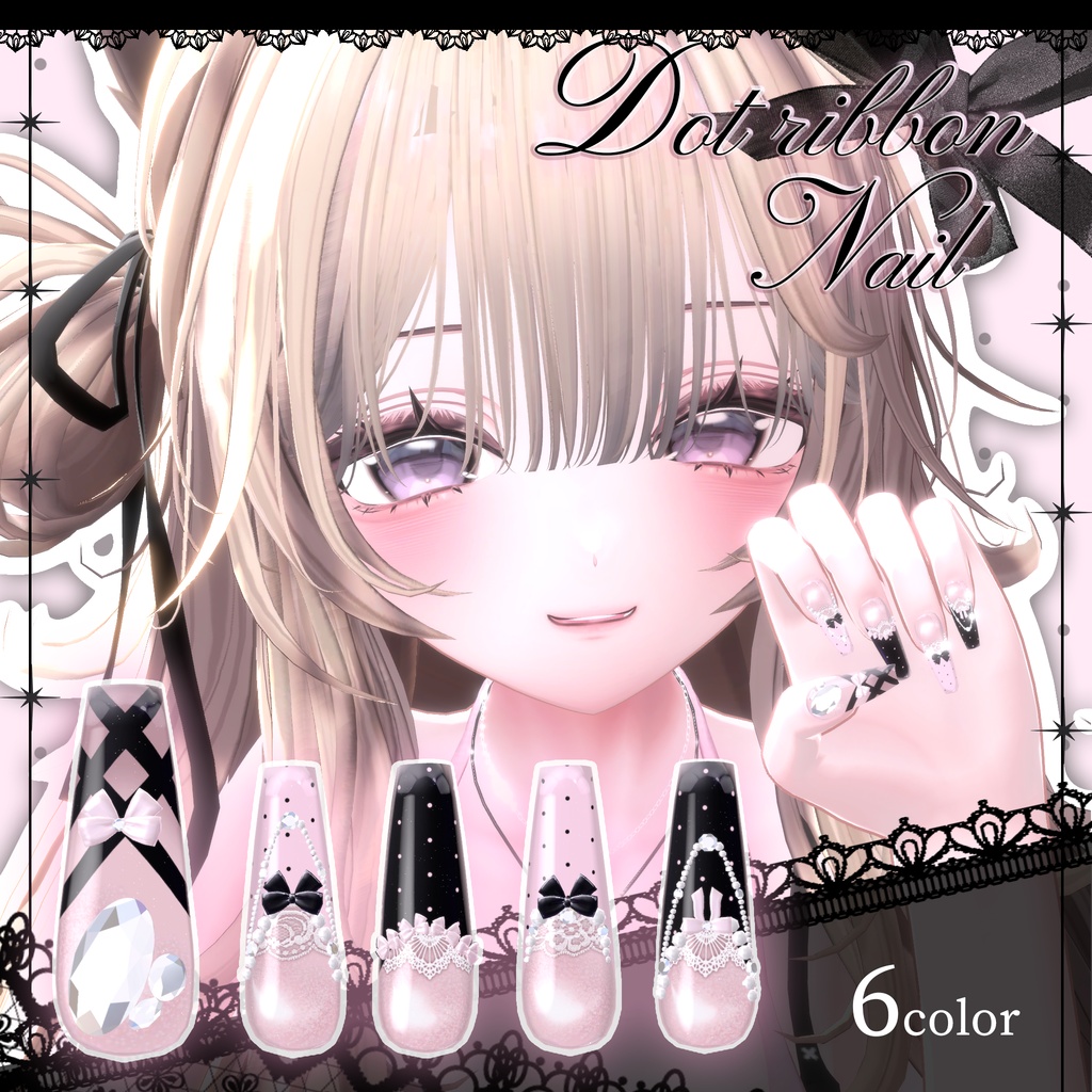 ❤️SALE❤️【12avatar】dot ribbon nail🎀