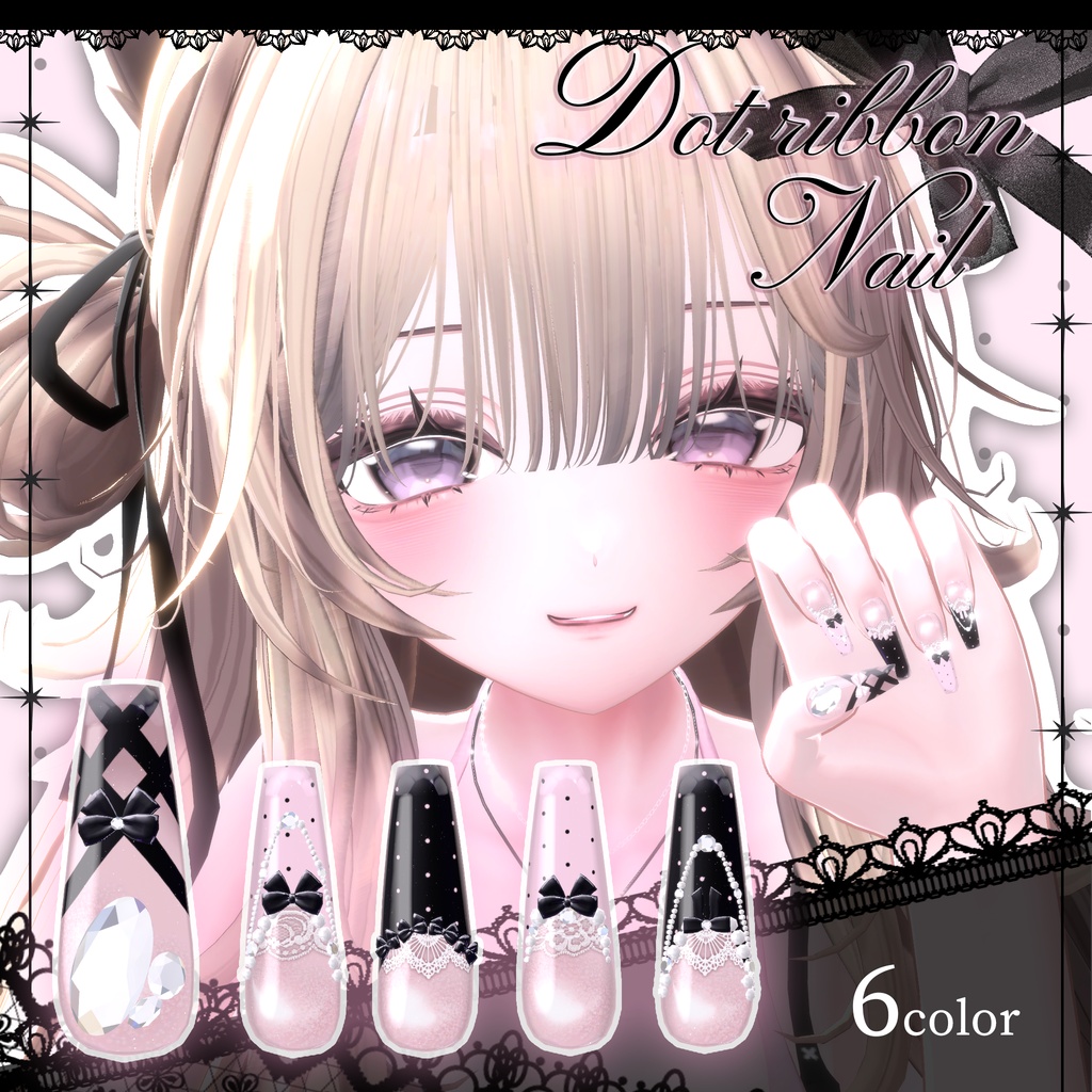 ❤️SALE❤️【12avartar】dot ribbon nail🎀