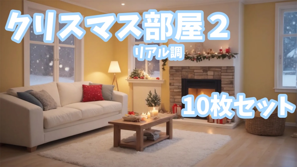 背景素材ークリスマス部屋2(リアル調)ー10コセット