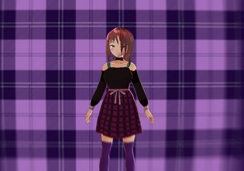 Purple Plaid Skirt, Black Shirt