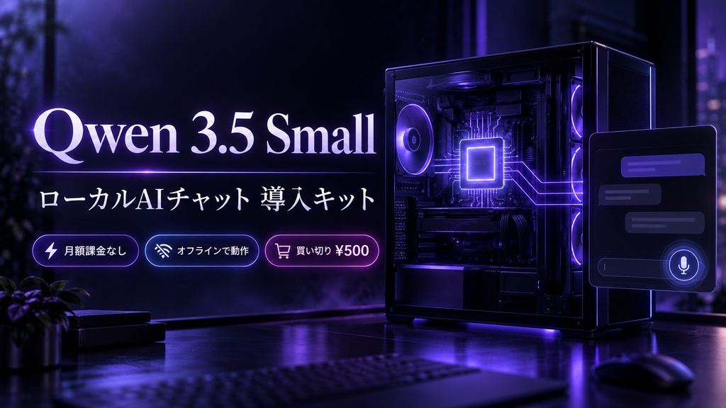 Qwen 3.5 ローカルAIチャット導入キット|APIキー不要・月額不要・ワンクリック導入【Windows専用】