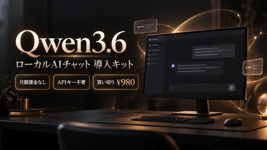 Qwen3.6 ローカルAIチャット導入キット｜APIキー不要・月額不要・ワンクリック導入【Windows専用】