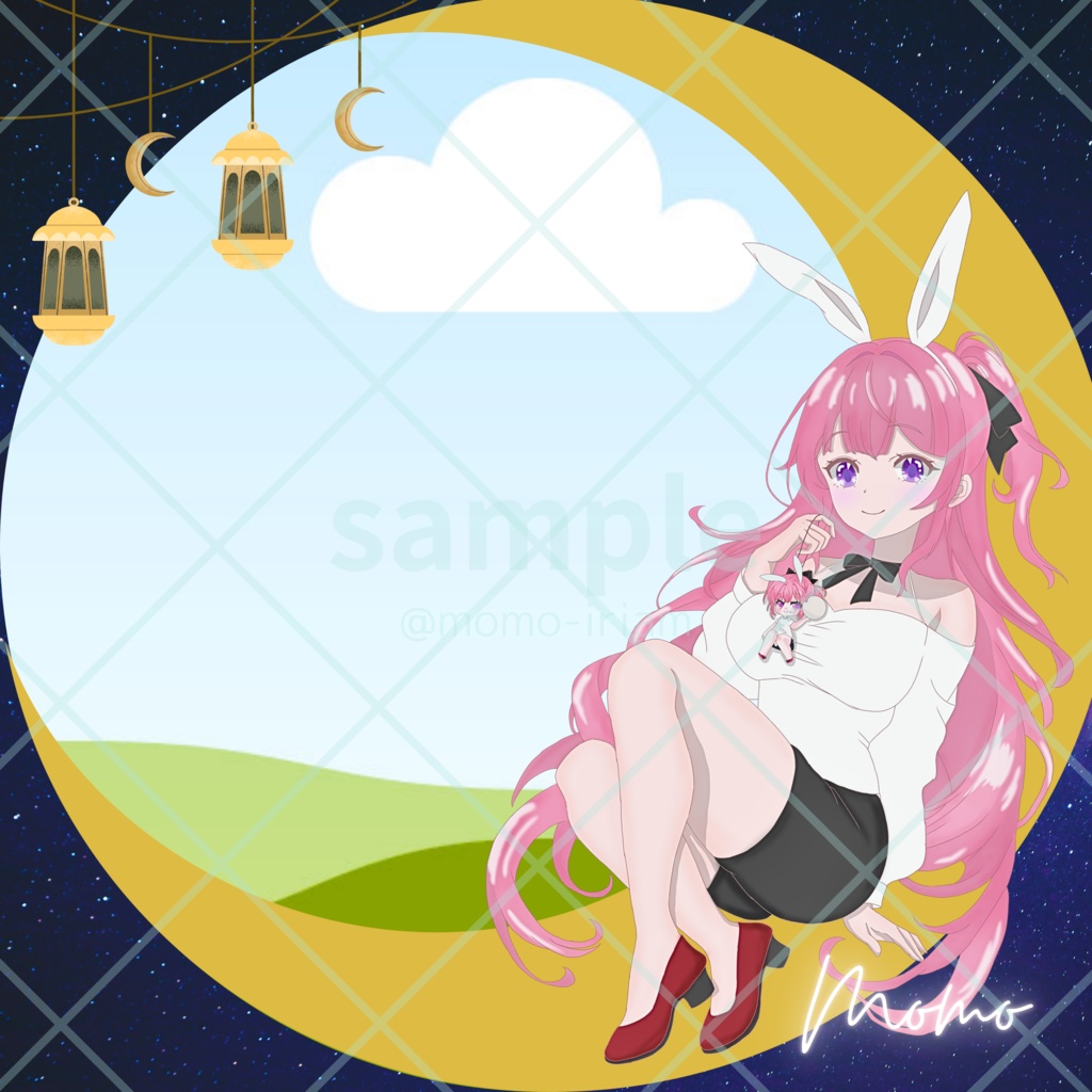 お月見🐰🌕(アイコンリング＆IRIAMヘッダー＆スマホ壁紙)