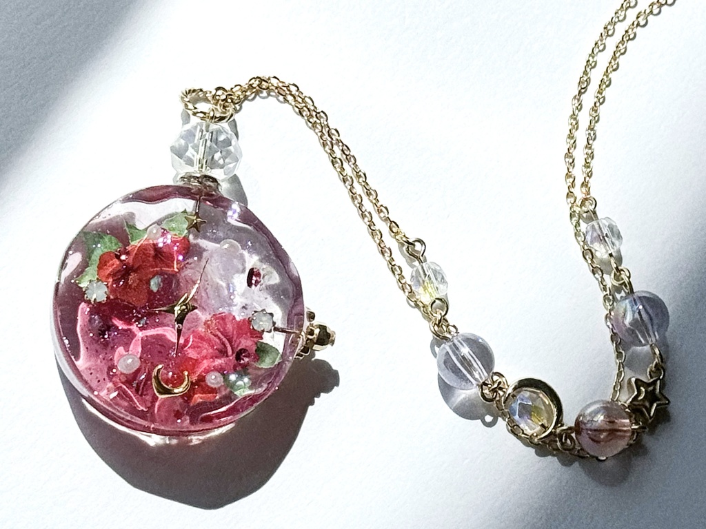 星と花の水紋時計