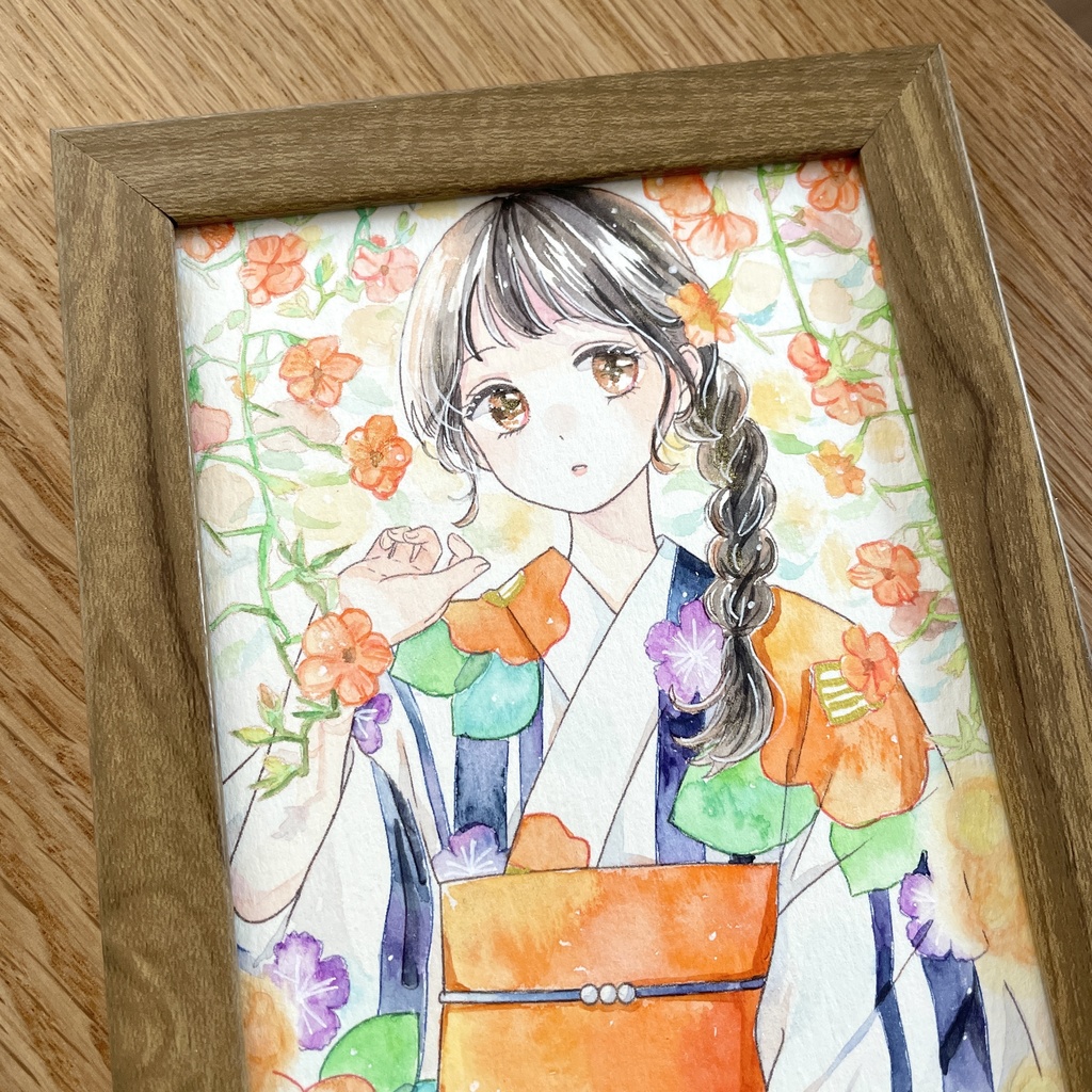 はがきサイズ原画|夏の終わり