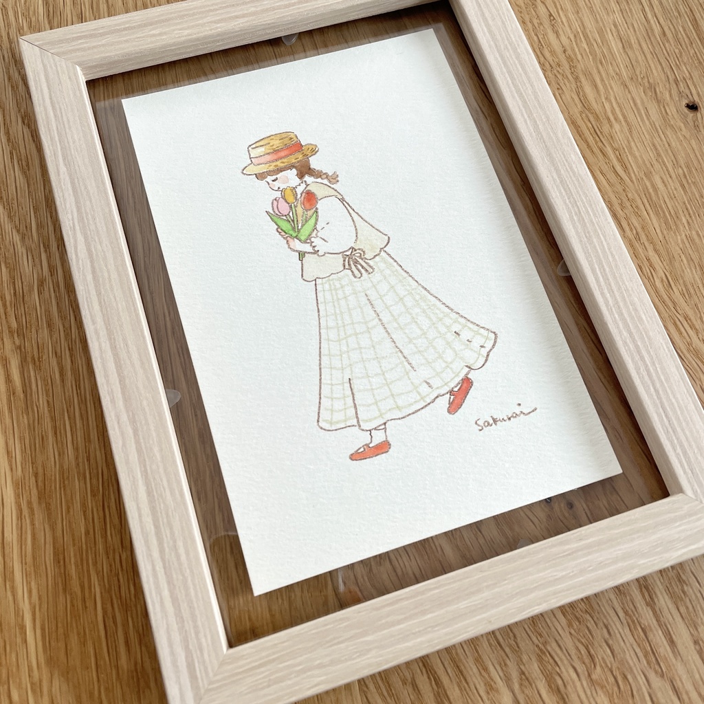 【3/7(土)20:00~販売開始】原画作品|チューリップと女の子