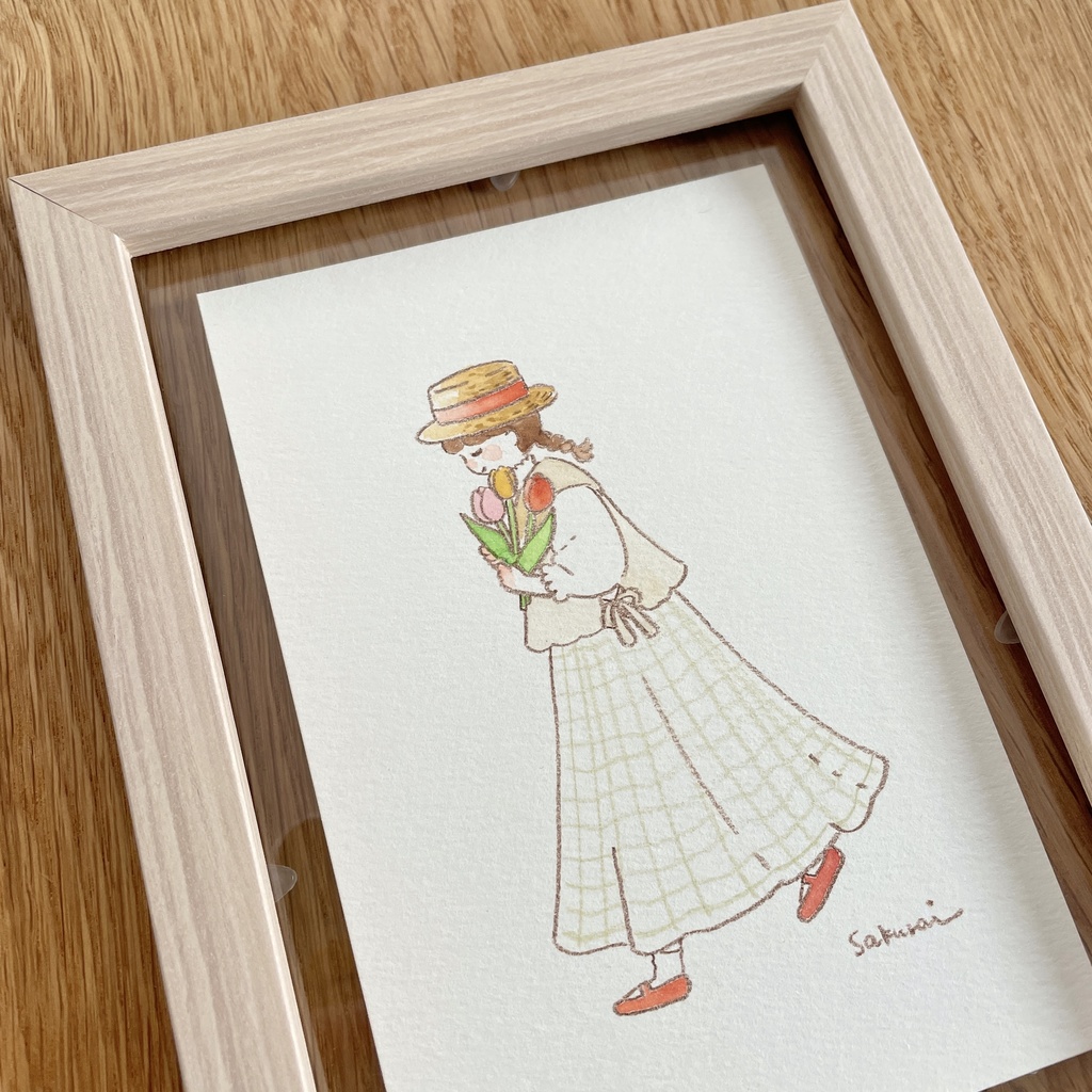 【3/7(土)20:00~販売開始】原画作品|チューリップと女の子