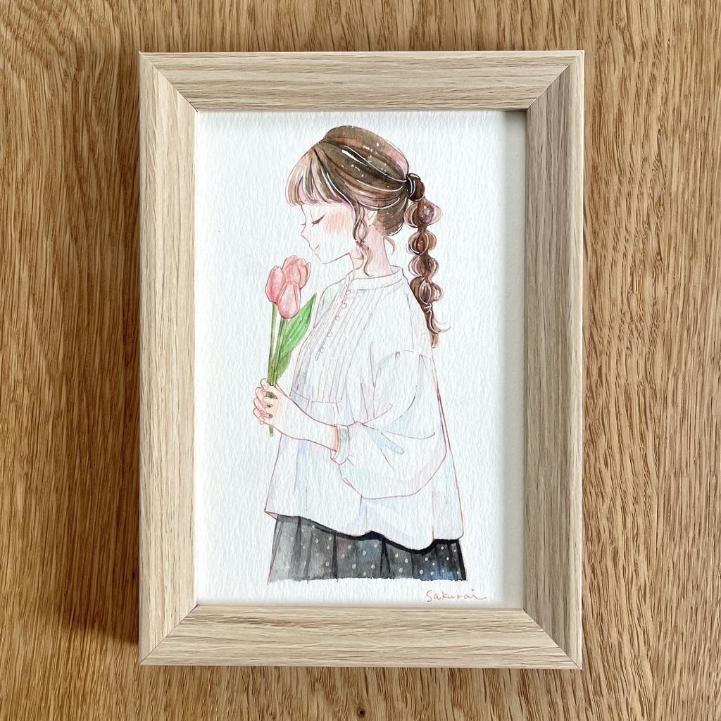 【3/22（日）20：00～販売開始】原画作品｜チューリップと横顔