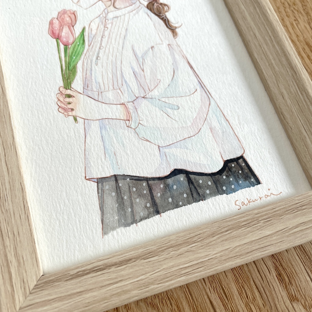 【3/22(日)20:00~販売開始】原画作品|チューリップと横顔