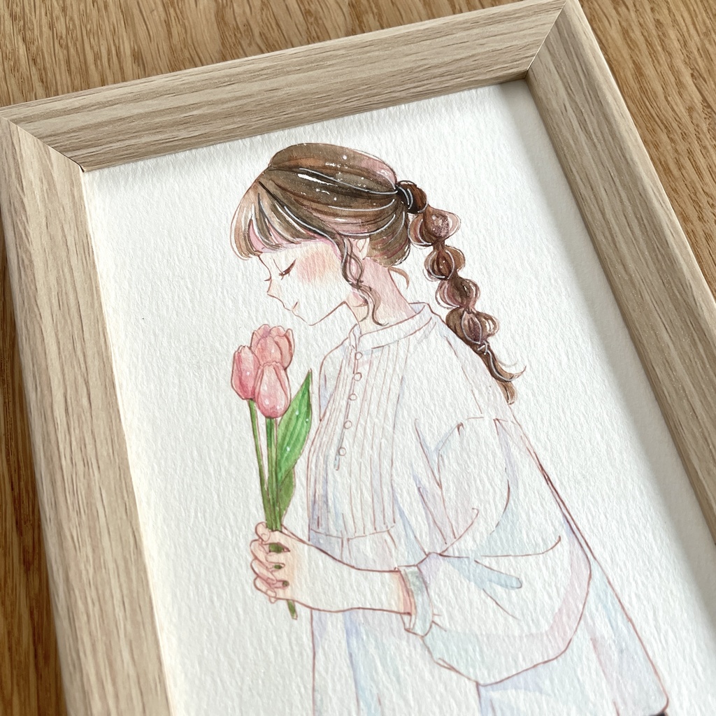 【3/22(日)20:00~販売開始】原画作品|チューリップと横顔