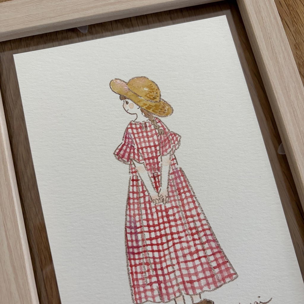 【5/16(土)12:00~販売開始】原画作品|赤いチェックのワンピース