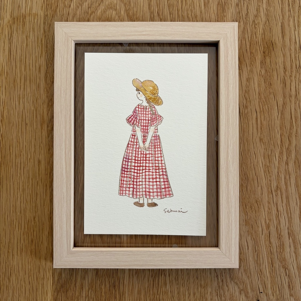 【5/16（土）12：00～販売開始】原画作品｜赤いチェックのワンピース