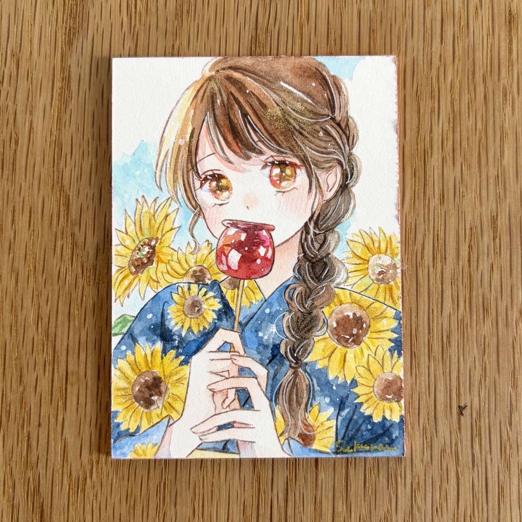 【8/8（土）19：00～販売開始】ATC原画｜りんご飴とひまわり