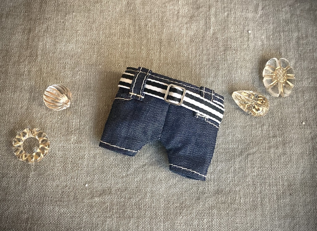 【B品】カジュアルベルト付きデニムパンツ