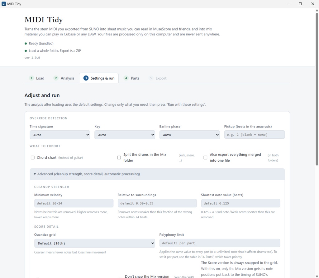 MIDI Tidy — Turn SUNO MIDI into playable sheet music and DAW-ready tracks