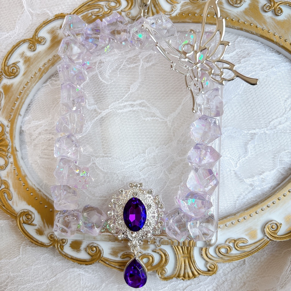 送料込み♡ 硬質トレカケース トレカケースデコ キラキラ キーホルダー ゴシック 透明感 紫 ハロウィン