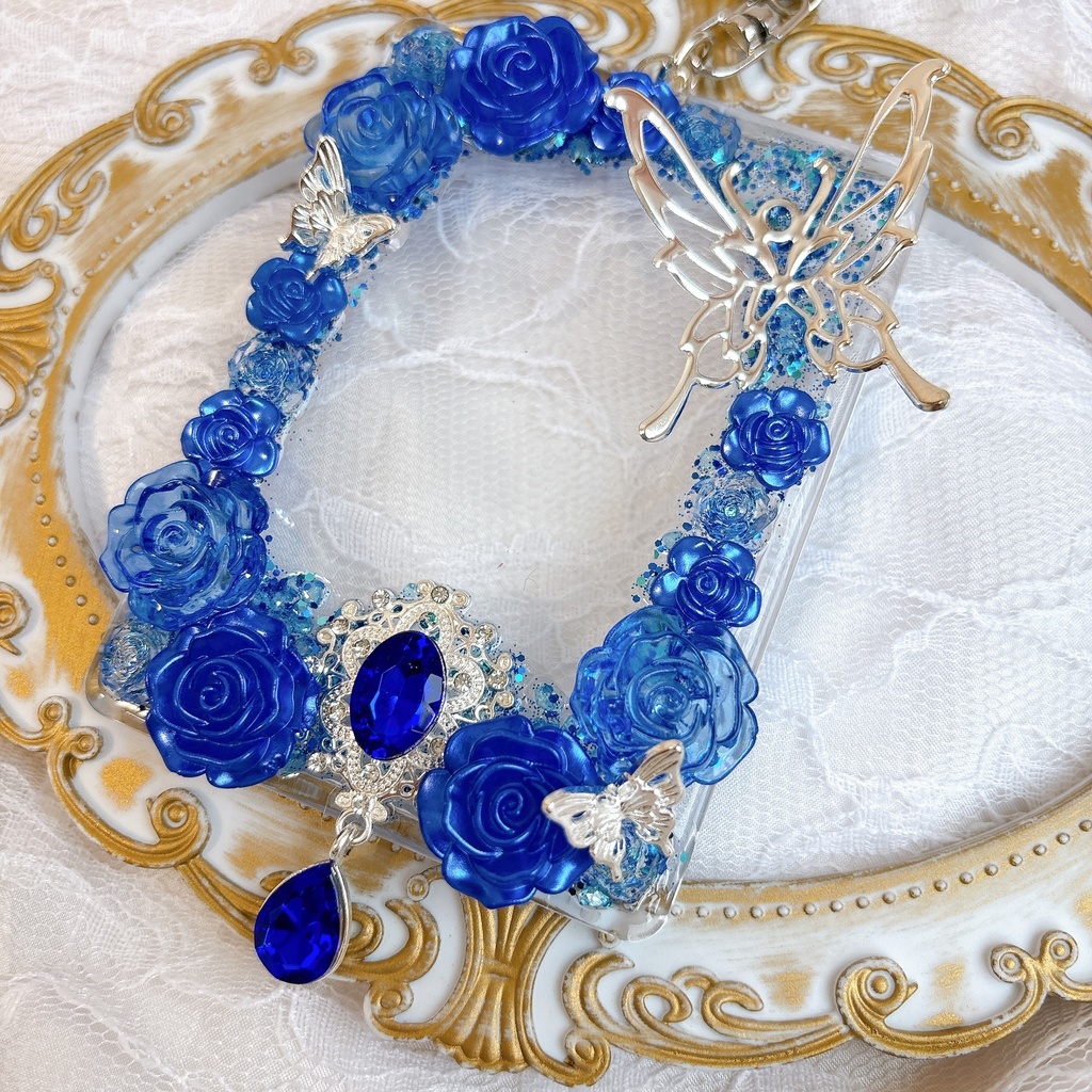 送料込み♡ 硬質トレカケース トレカケースデコ キラキラ キーホルダー ゴシック 透明感 青 ハロウィン