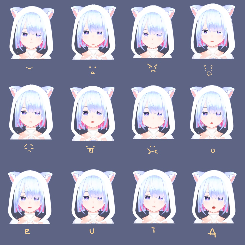 オリジナル3Dモデル【無料版有-vroid正式版】【VRoid3Dモデル】白猫女子