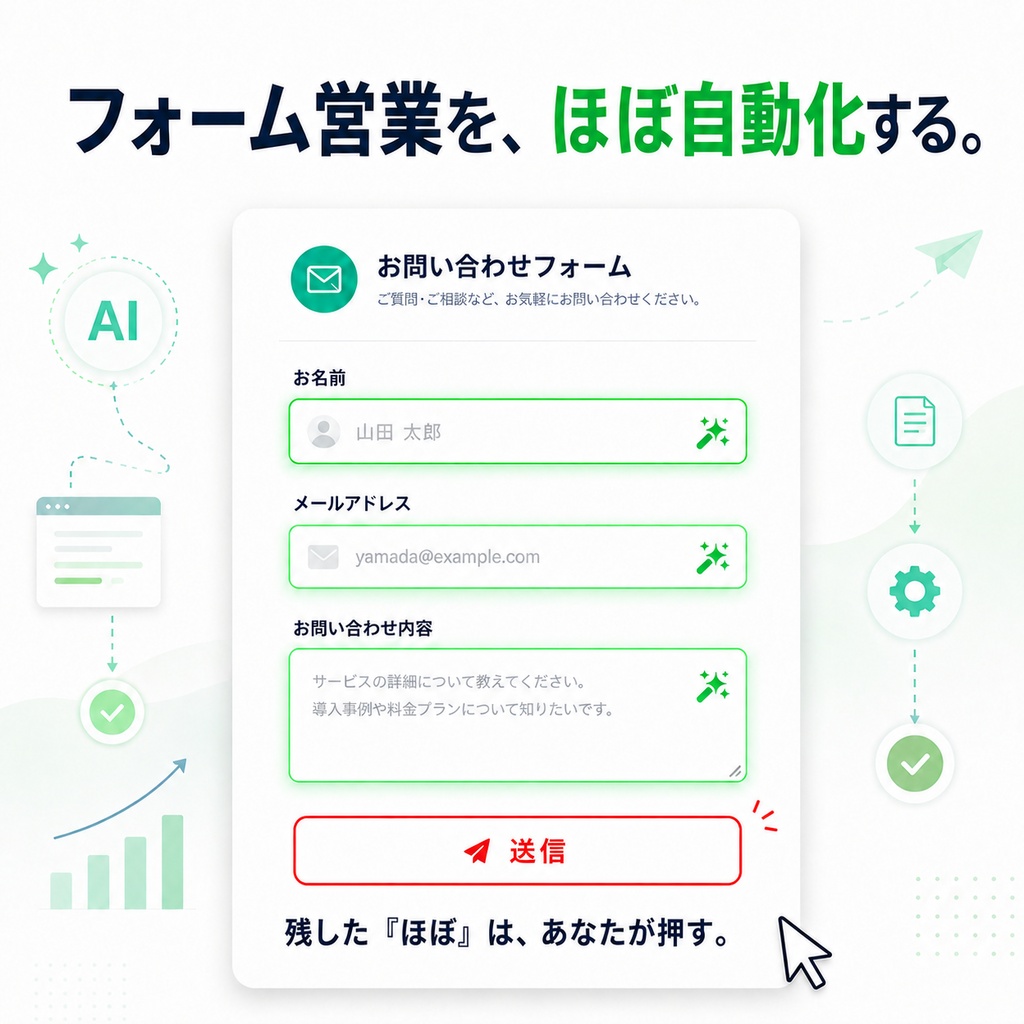 テマエ|フォーム営業をほぼ自動化するツール【送信は、人間が押す】Standard