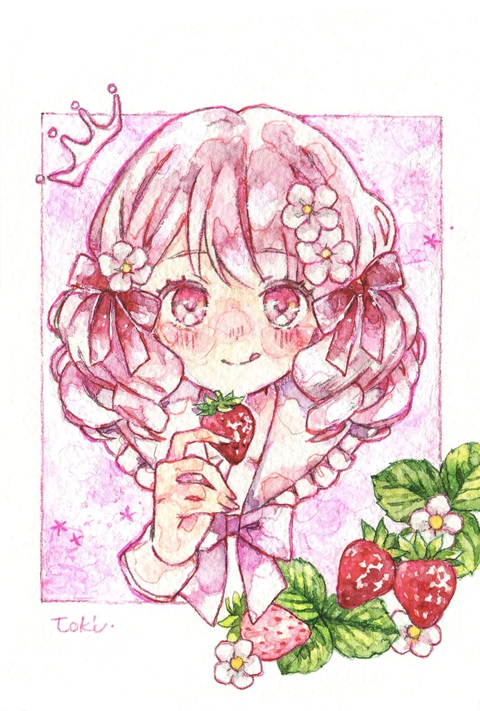 L版サイズ額装原画『いちごちゃん』